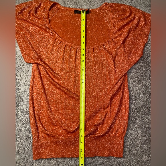The Limited Women’s Shimmery Metallic Orange Short Sleeve Blouse Party Top Med - Picture 5 of 9